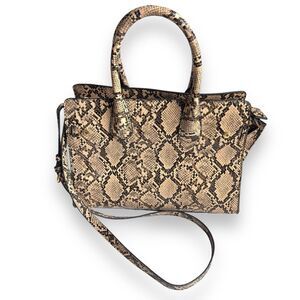 Snakeskin Animal Print Crossbody Hand Bag Tan Brown Western Gothic